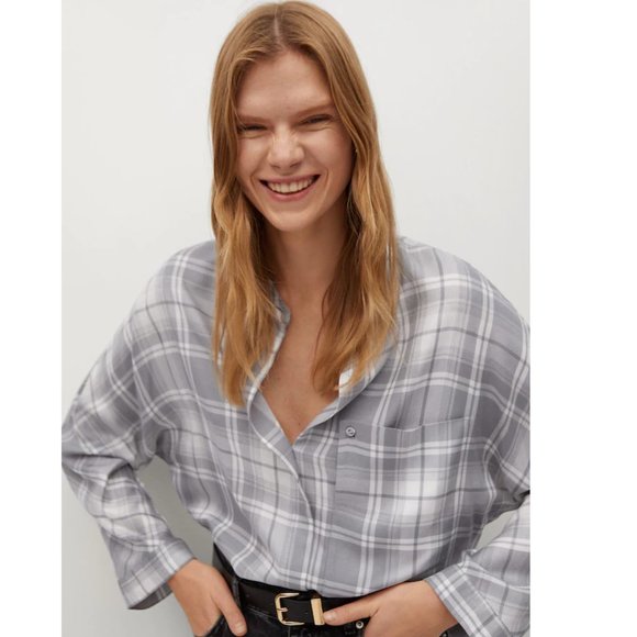 NWT Mango Patch Pocket Checkered Blouse Justice 77019213 - Picture 2 of 9